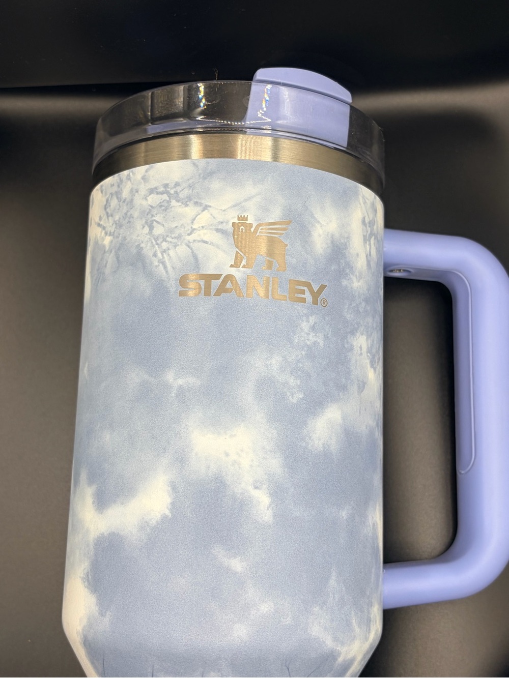 Stanley Cloud Pattern Light Blue & White Stainless Travel Mug with Handle